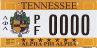 Alpha Phi Alpha Organizational License Plate - State of Tennessee